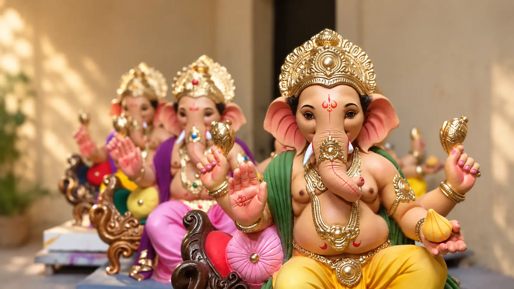 Traditional Ganesh murti crafted by Shree Ganraj Arts Studio